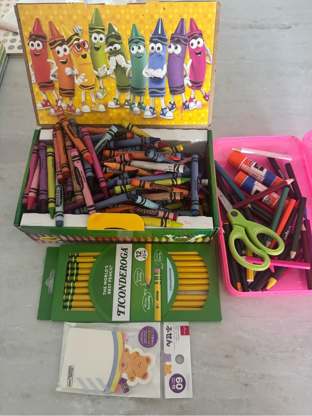 Crayola Multicolor Crayon Set with Yellow Ticonderoga Pencils